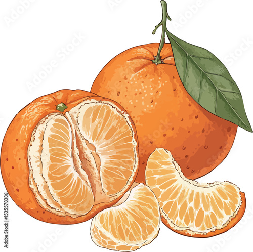 tangerines with leaves