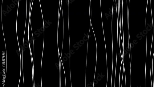 Wavy abstract white liquid lines pattern seamless animation on a dark background. Loop motion graphics. Minimalist technology or promo clip background concept