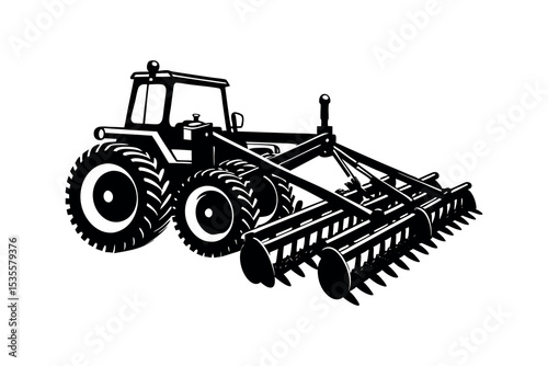 Rural Agriculture Silhouette Design Farming Machine and Equipment Vector cilpart 