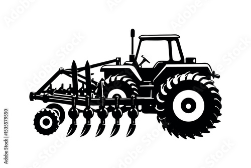 Rural Agriculture Silhouette Design Farming Machine and Equipment Vector cilpart 