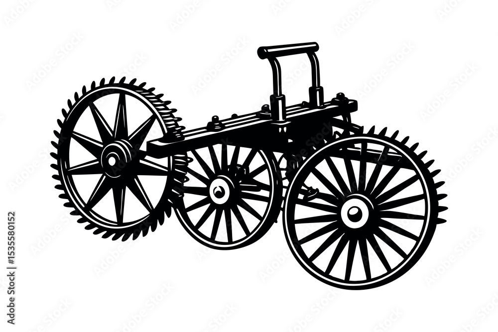 Fototapeta premium Agricultural Machinery Silhouette Clipart Farming Equipment and Tractor Vector Design
