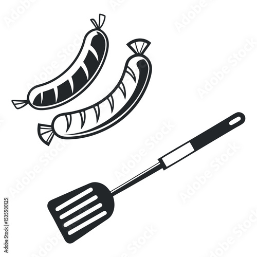 Sausage and Spatula Icon Design for Grill Branding