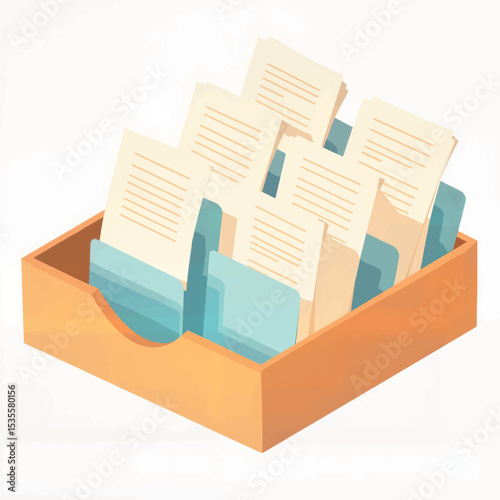 Organized document tray with colorful files, system and clarity