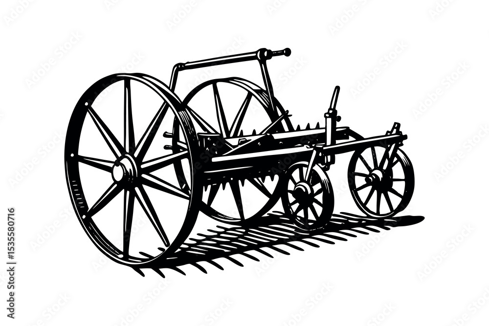 Fototapeta premium Agricultural Machinery Silhouette Clipart Farming Equipment and Tractor Vector Design