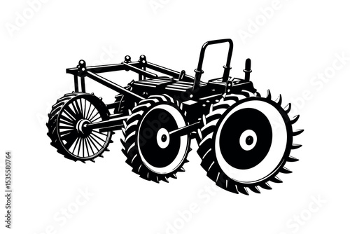 Agricultural Machinery Silhouette Clipart Farming Equipment and Tractor Vector Design