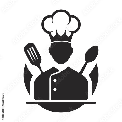 Professional Chef Logo with Hat and Spatula for Kitchen