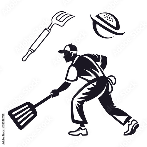 Iconic Logo for Fast Food Chain Featuring Cooking