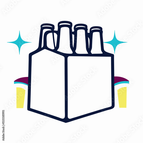 Six Pack of Beer Bottles in Cardboard Carrier