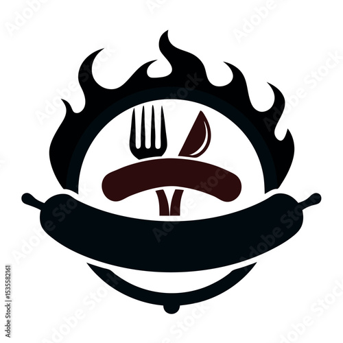 Classic Sausage Grill Logo for Takeout or Diner