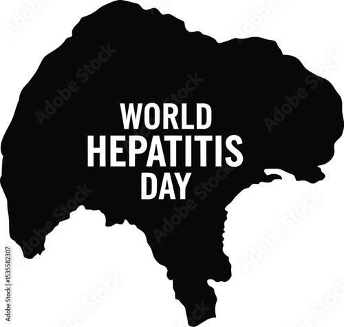 Black and white image featuring a silhouette with the words world hepatitis day displayed in the center