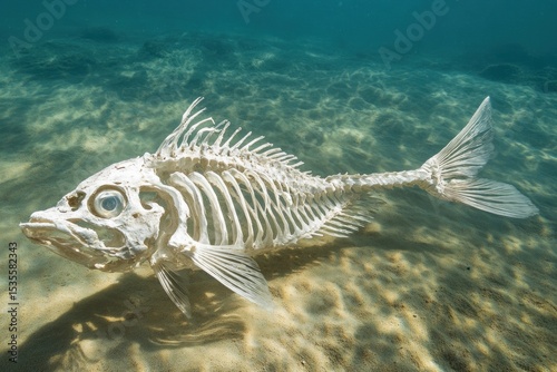 Underwater fish skeleton