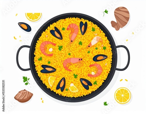 Paella Dish With Shrimp And Mussels