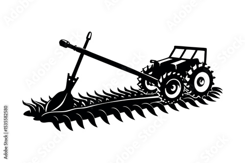 Agricultural Machinery Silhouette Clipart Farming Equipment and Tractor Vector Design