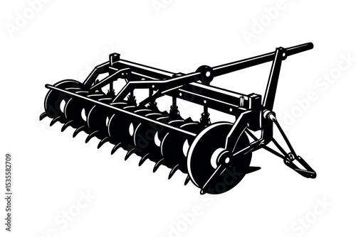 Agricultural Machinery Silhouette Clipart Farming Equipment and Tractor Vector Design