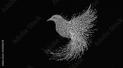 White Bird Illustration on Black Background