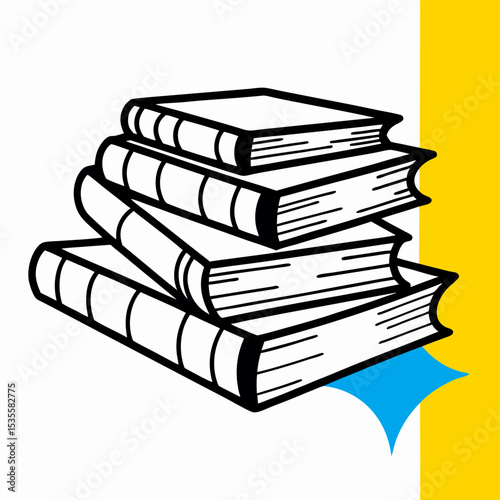 Stack of Books Illustration - Simple Line Drawing