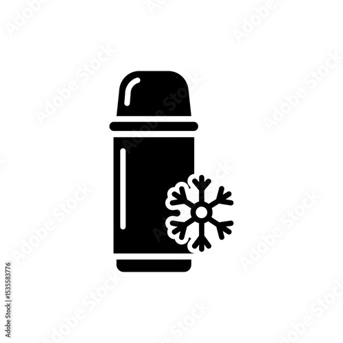 Thermos with Snowflake Icon for a Winter Hot Drink Experience