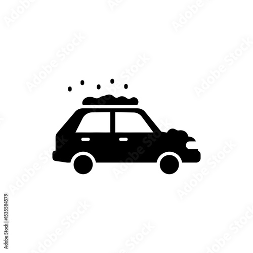 Car with Snow on Roof for Winter and Snowfall Scene