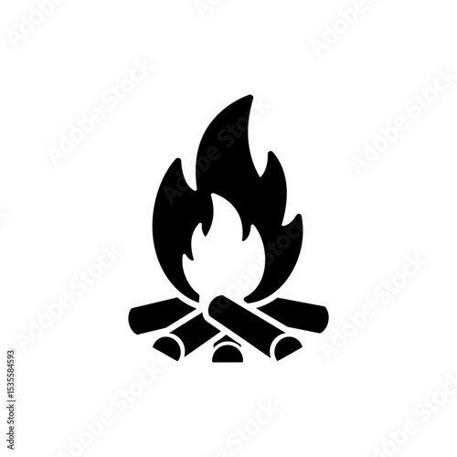 Campfire with Wood Logs for Outdoor Camping and Warmth