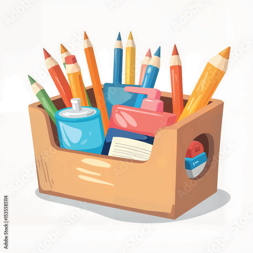 Colorful stationery caddy organizing creative supplies, vibrant efficiency