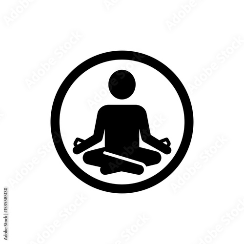 Meditating Figure Inside Circle for Mindfulness and Peace