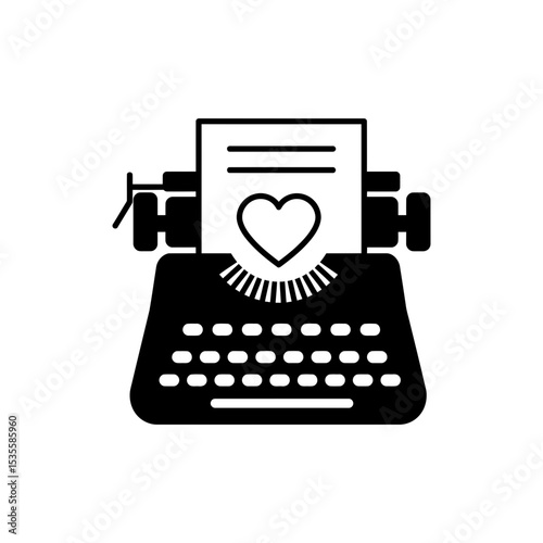 Typewriter with Heart Paper for Romantic Love Letter Writing