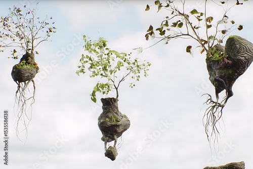 Floating islands ethereal natural arboreal fantasy