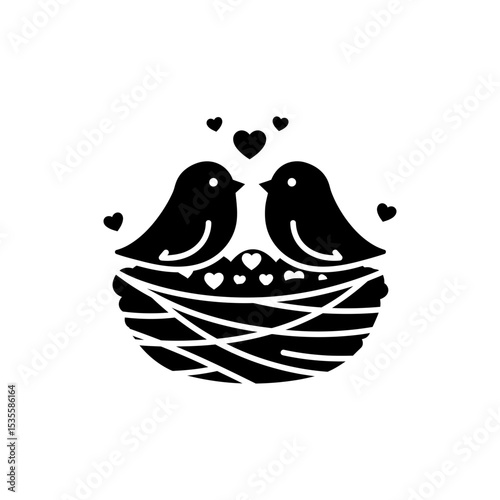 Lovebird Nest with Heart-Shaped Decoration for Romantic Setting