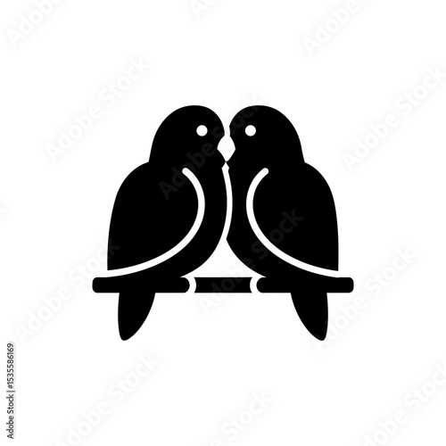 Lovebird Pair Perched Together on Branch for Romantic Vibe