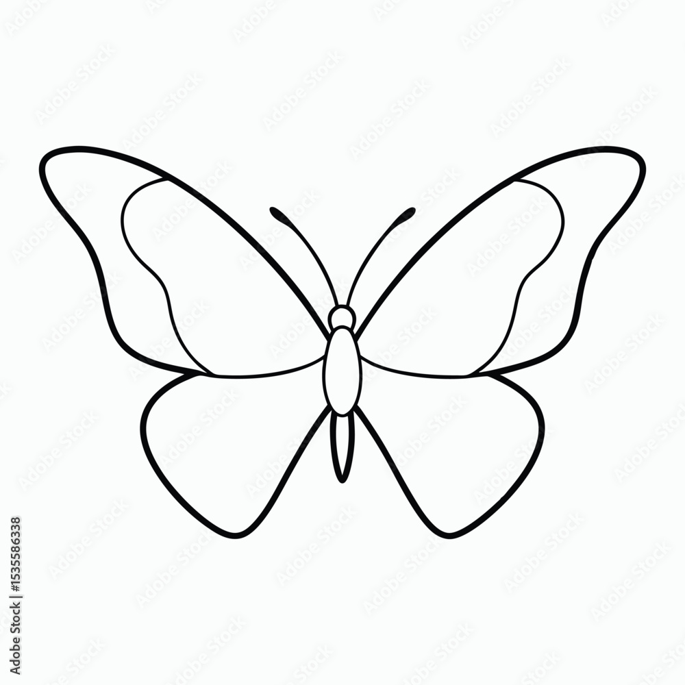 Fototapeta premium Elegant Butterfly Illustration with Intricate Wing Patterns and Delicate Antennae a Black and White Depiction of Natural Beauty