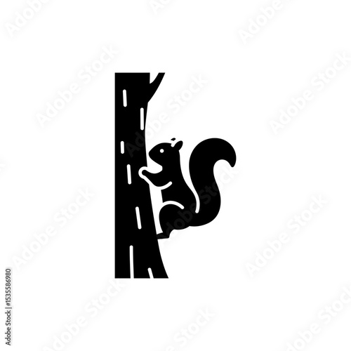 Squirrel Climbing Tree Trunk Wildlife Forest Animal Icon