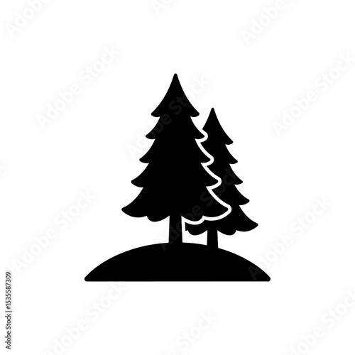 Pine tree shadow cast on hillside creating scenic natural view