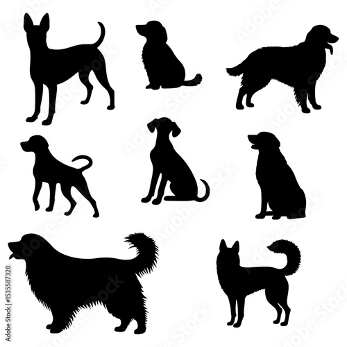 vector illustration. Set of printable dog sticker silhouettes.	
