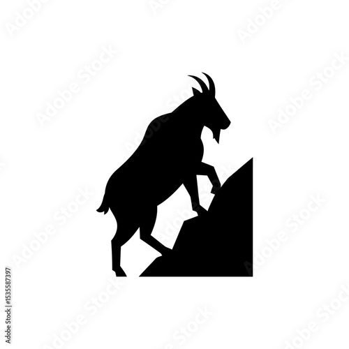 Mountain Goat Climbing Rocky Terrain in Rugged Natural Habitat