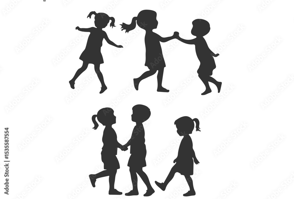 Fototapeta premium Black Children & Icon Set
