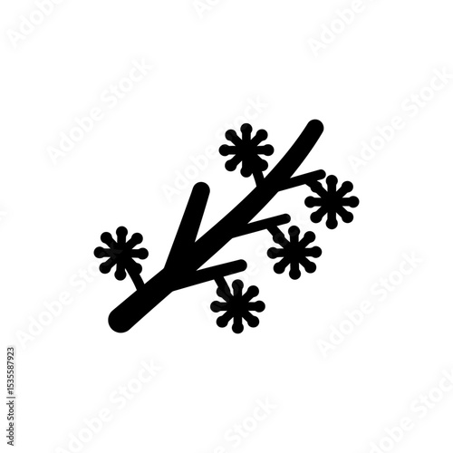 Branch with Snowflakes Winter Nature Scene with Frosty Details