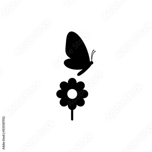 Butterfly Above Flower Delicate Insect on Blooming Floral Background