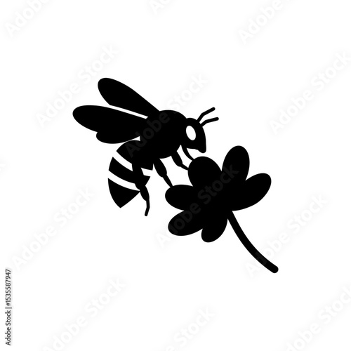 Bee Landing on Bloom Pollination Insect Close-up Nature Scene