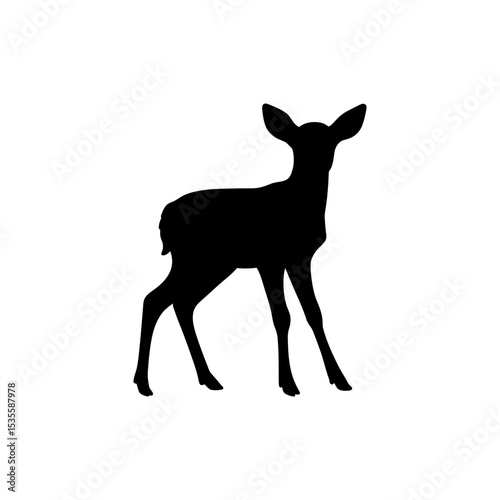 Young Spotted Fawn Standing on Wobbly Legs Baby Deer Wildlife Icon
