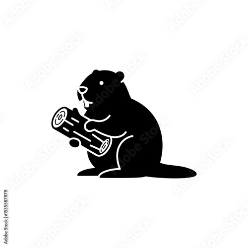 Beaver Holding Log in Paws Wildlife Animal Behavior Close-up