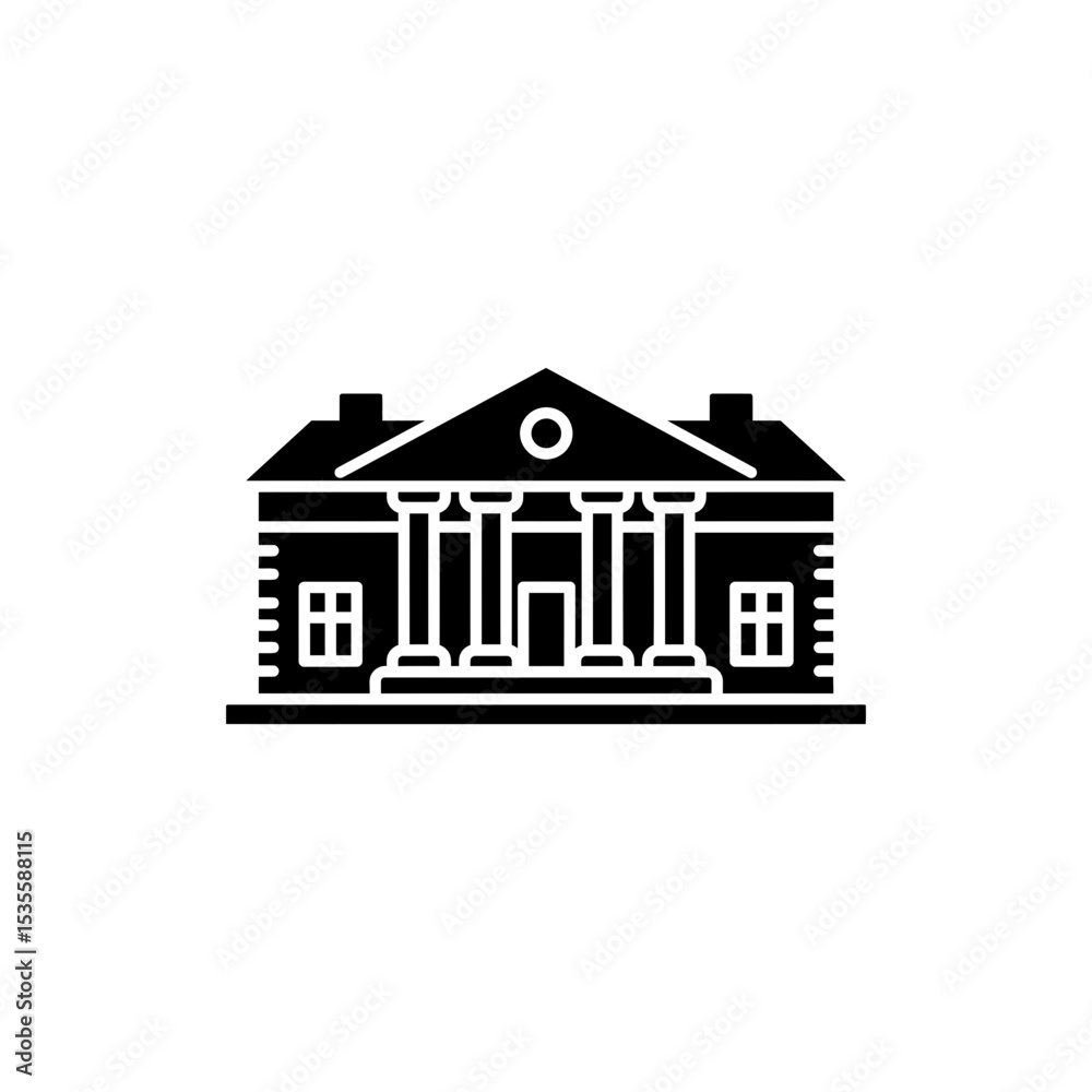 Traditional Mansion with Wide Roof and Columns Classic Residential Architecture Traditional Mansion with Wide Roof and Columns Classic Residential Architecture