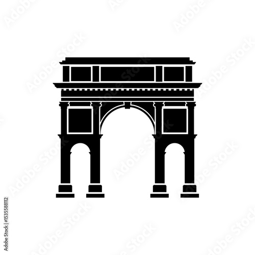 Triumphal Arch with Detailed Archway and Flat Top Monument Design