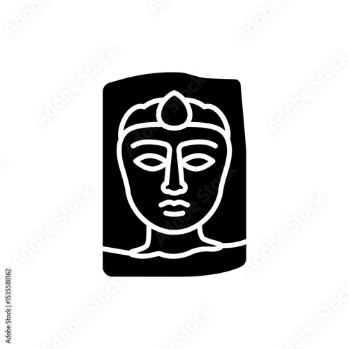Stone Carving with Detailed Human Face Sculpture Design