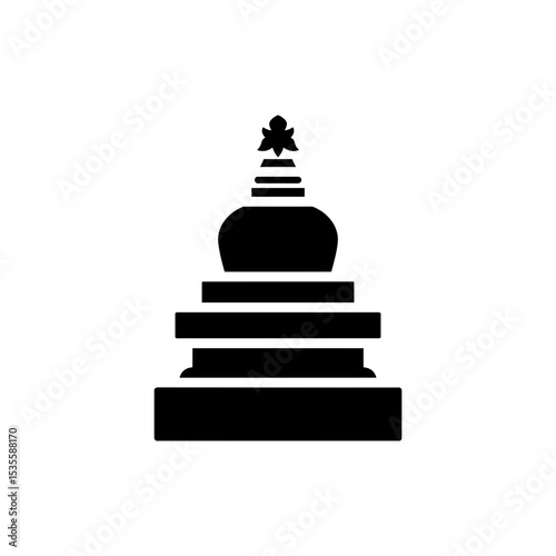 Buddhist stupa with umbrella layers and traditional architecture