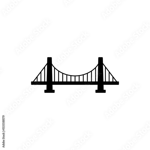 Suspension Bridge with Cables and Twin Pillars Engineering Design