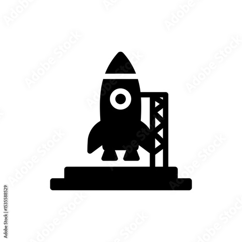 Rocket Launch Pad Silhouette Space Exploration Structure at Launch Site