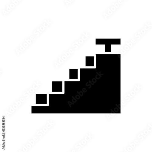 Pyramid stairs with central incline and flat top platform architecture