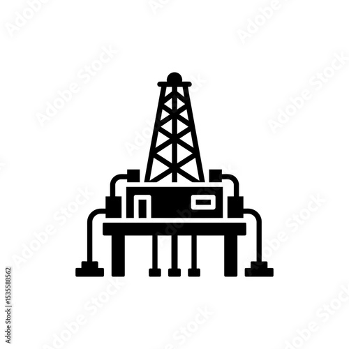 Oil Rig Structure with Platform and Industrial Pipes
