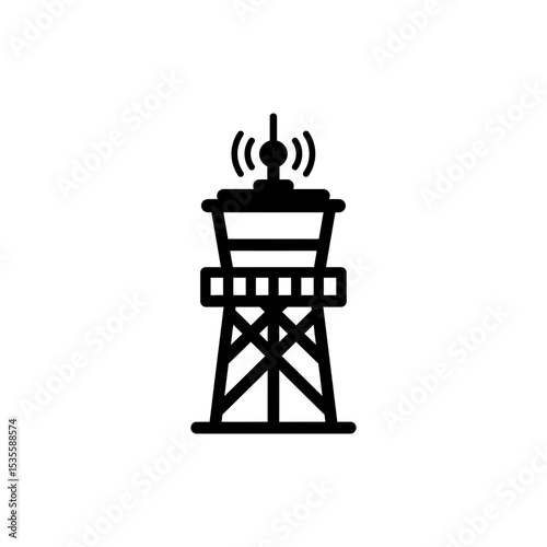 Observation Tower with Middle Deck and Antenna Structure