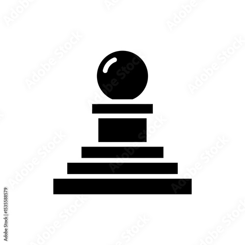 Monument with Orb on Top and Multi-Step Stone Base Architecture